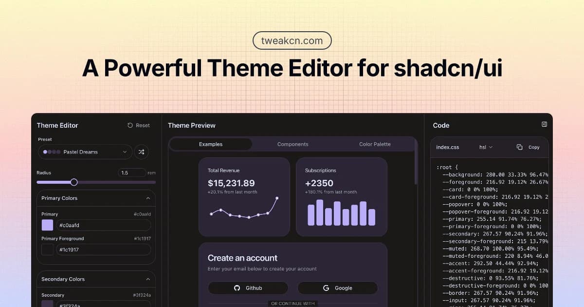 Beautiful themes for shadcn/ui
