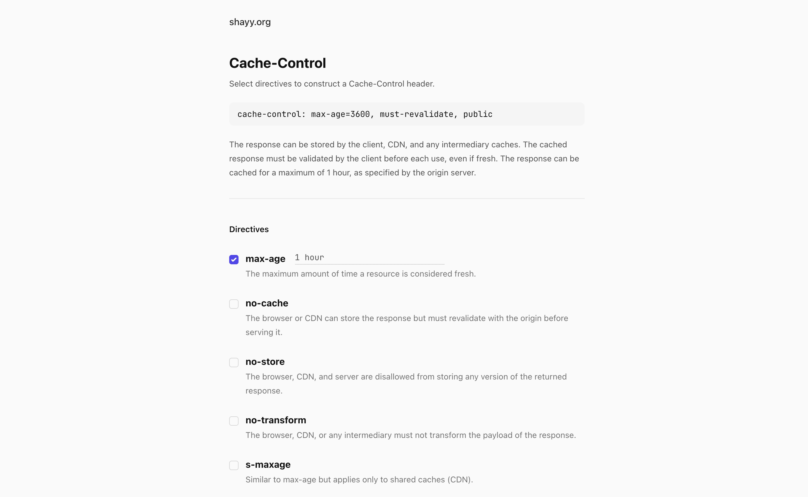 Cache Control Playground